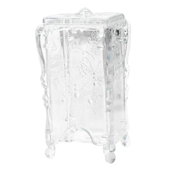 Butterfly and Rose Makeup Cotton Box Elegant and Practical Cosmetic Organizer for Bathroom Vanity Acrylic Round Pad Holder Storage Container Desktop Display Case