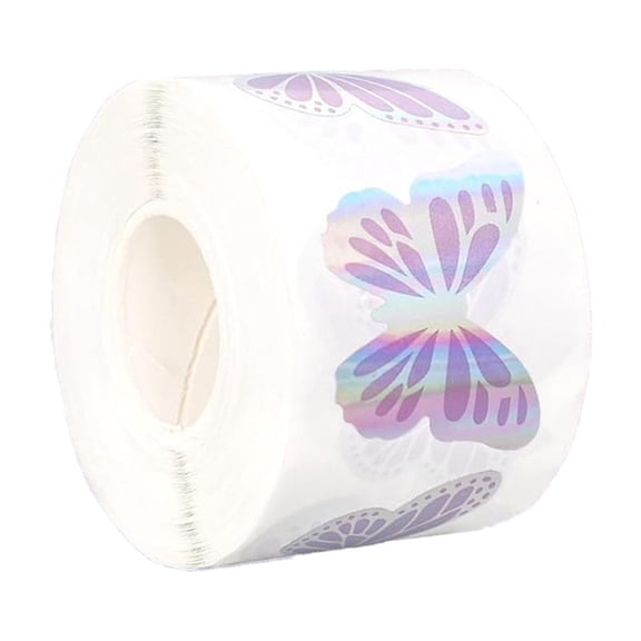 Butterfly Round Stickers, 500pcs 1 Inch, Laser Shimmering Sealing Labels, Scrapbook Journal Embellishments, Garden Party Decorations, for Seasonal Decorations and Creative Projects