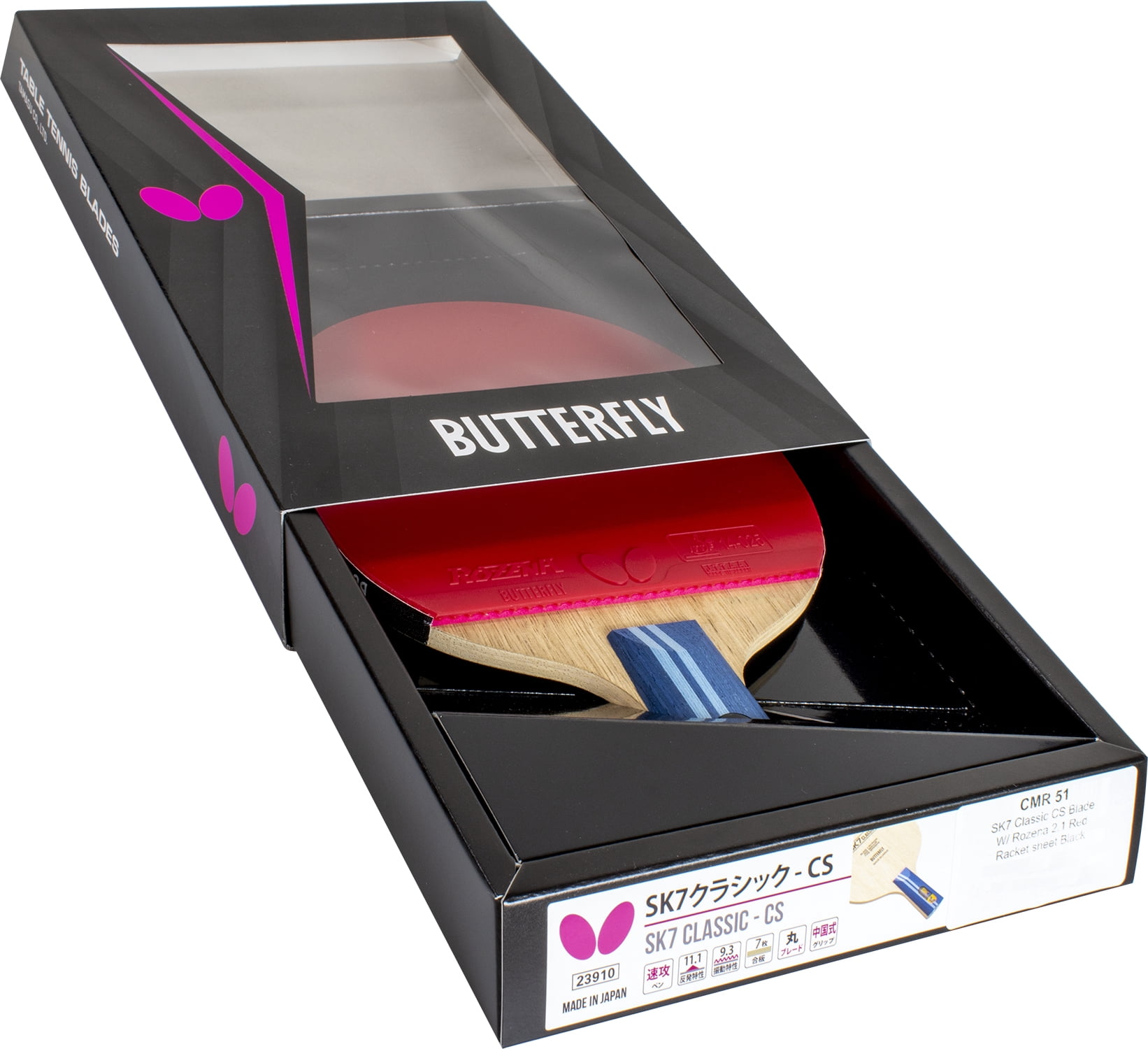 Butterfly SK7 Classic-CS Pro-Line Racket + Rozena + Racket Sheet ...