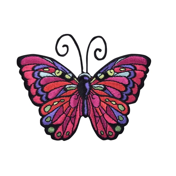 Butterfly - SMALL 2-1/2" - Fuchsia - Jewel Tone - Iron on Applique/Embroidered Patch