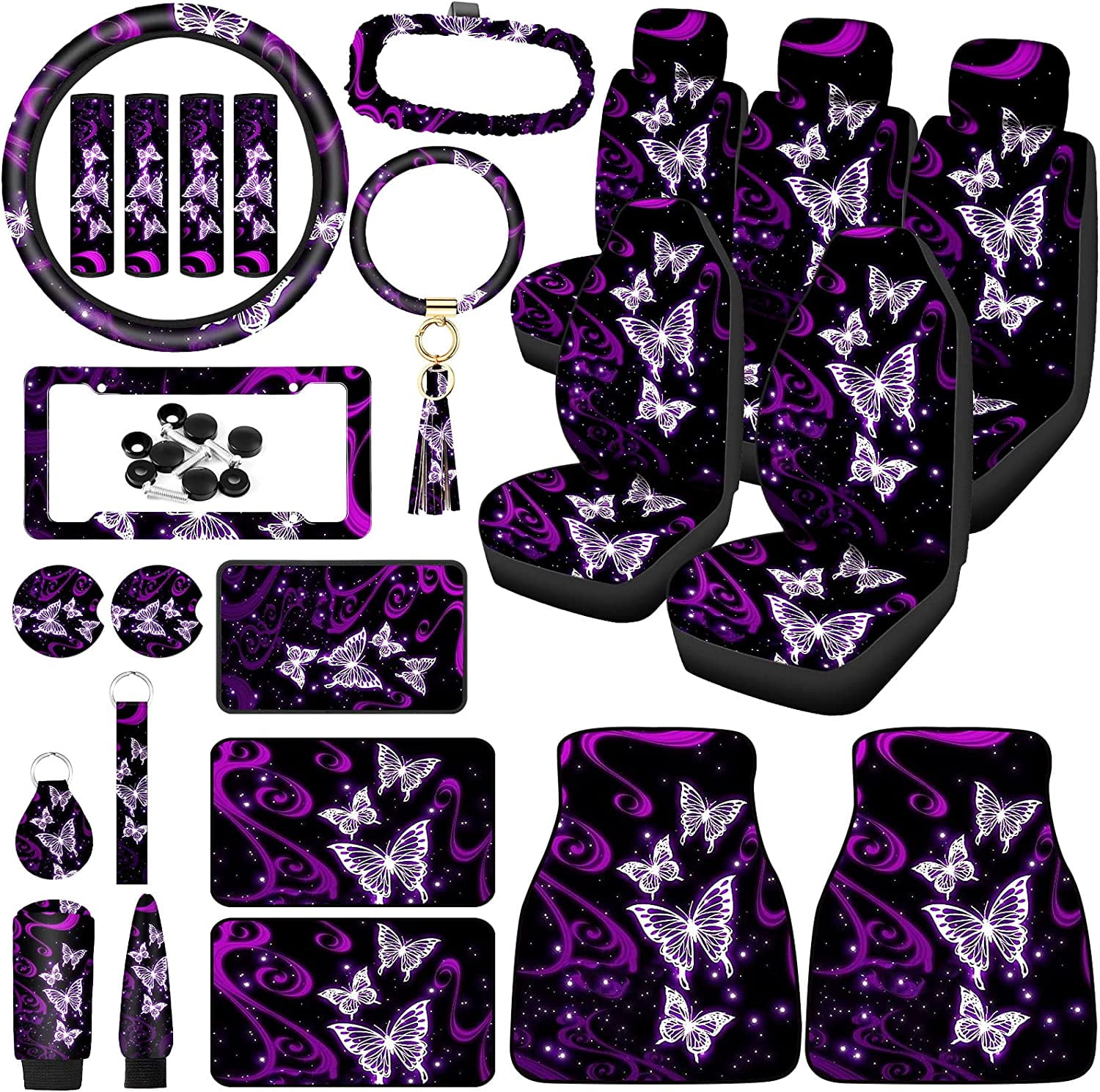Butterfly Seat Covers Full Set for Women Butterfly Universal Car