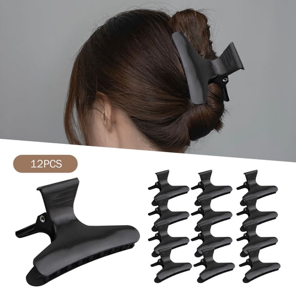 Butterfly Sectioning Clips - Black - Butterfly Hair Clip Hairdressing Tools Clip Barber Cosmetics Special Butterfly Positioning Clip Partition Card, 12 Hair Clips, Easter, Wedding