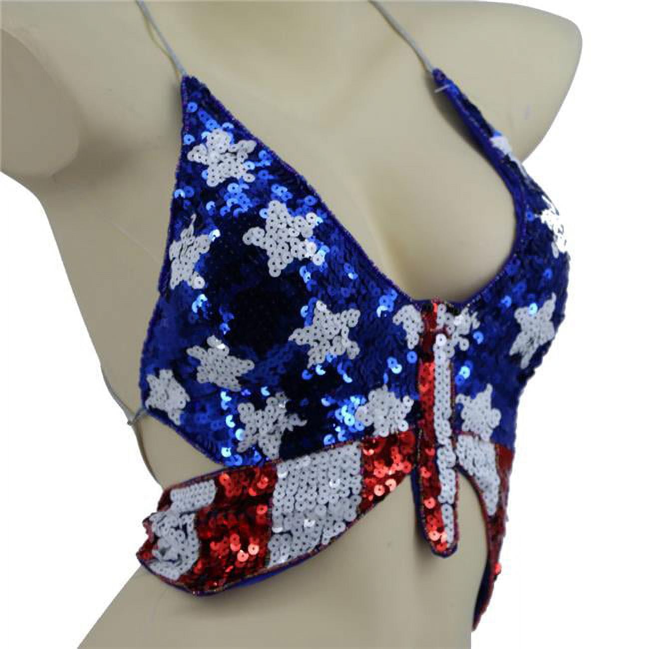 Butterfly Sequin Top - Patriotic Red, White, & Blue