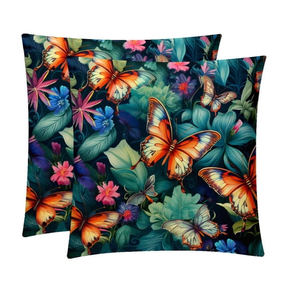 Butterfly Set with Unique CoversPatterns - 2 Pack Decorative Pillows for Bed - Includes Pillow Inserts - Available in 16x16, 18x18, 20x20 Inches for Any Occasion