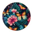 thumbnail image 1 of Butterfly Set of 6 Round Microfiber Leather Coasters, 11x11 cm/4.3x4.3 Inches - Drink Coasters for Home and Office Use, 1 of 6