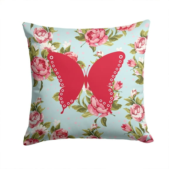 Butterfly Shabby Chic Blue Roses BB1036 Fabric Decorative Pillow