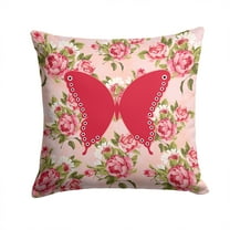 Butterfly Shabby Chic Pink Roses Fabric Decorative Pillow