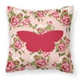 thumbnail image 1 of Butterfly Shabby Chic Pink Roses  Fabric Decorative Pillow, 1 of 2