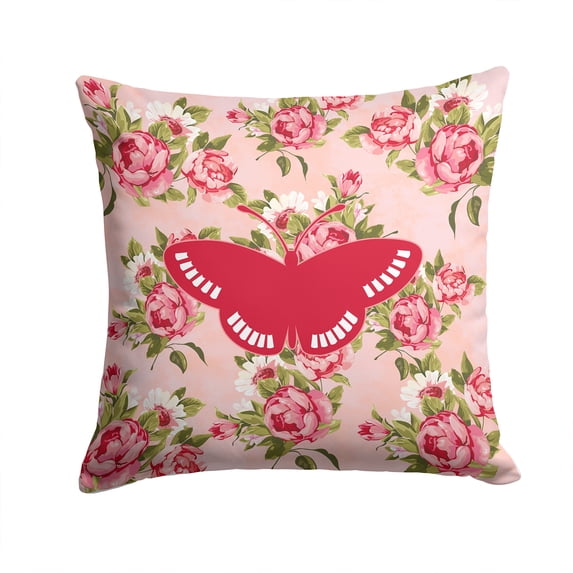 Butterfly Shabby Chic Pink Roses Fabric Decorative Pillow