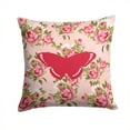 thumbnail image 1 of Butterfly Shabby Chic Pink Roses Fabric Decorative Pillow, 1 of 4