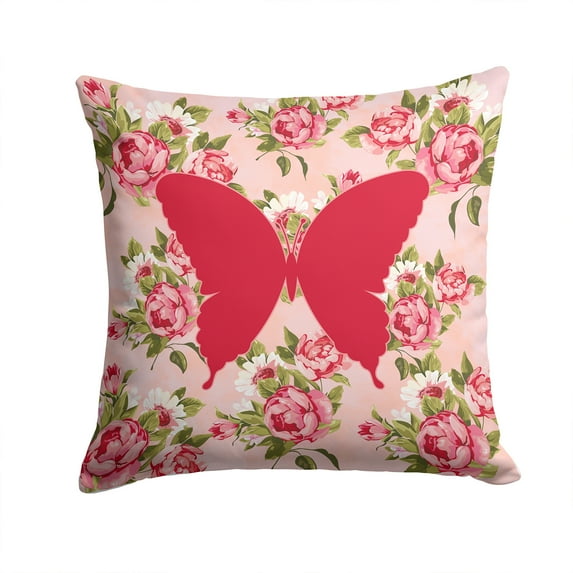 Butterfly Shabby Chic Pink Roses Fabric Decorative Pillow