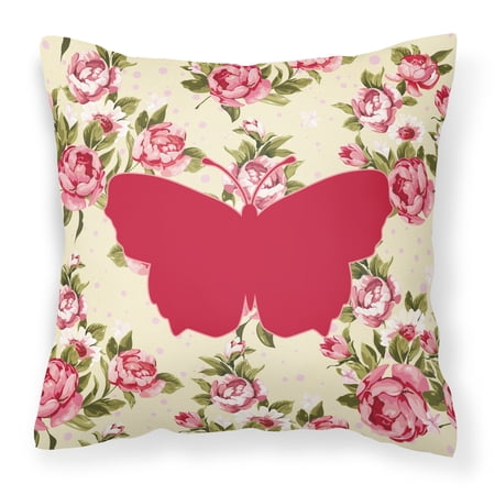 Butterfly Shabby Chic Yellow Roses Fabric Decorative Pillow