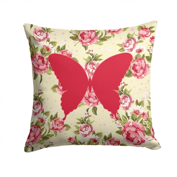 Butterfly Shabby Chic Yellow Roses Fabric Decorative Pillow