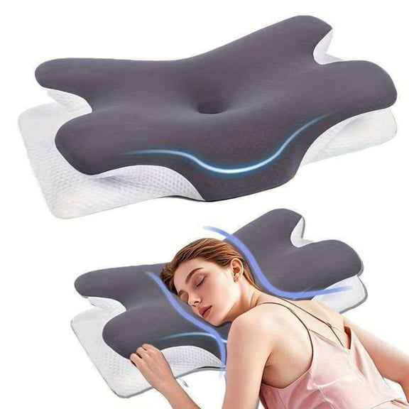 Butterfly Shape Ergonomic Neck Support Pillow, Memory Foam Contour Pillow