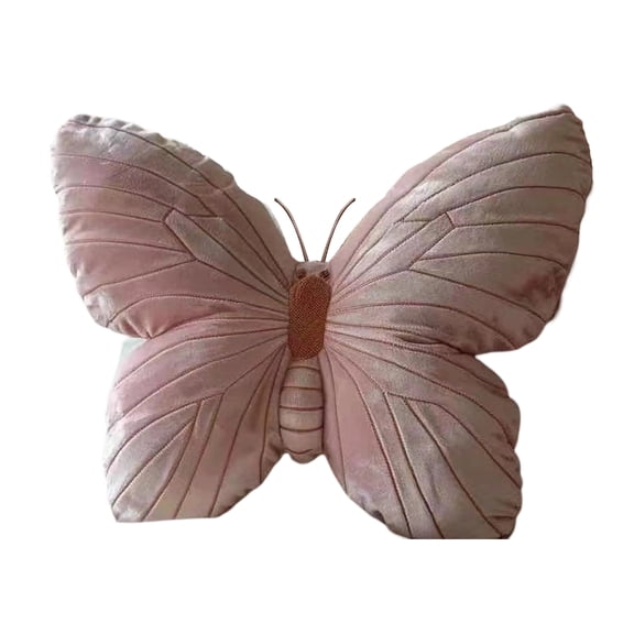 Butterfly Shape Pillow with Velvets Fabric Stuffed Cushion for Girls Room Decors