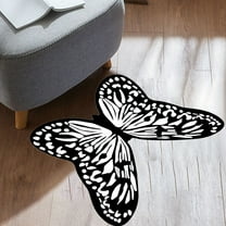 Butterfly Shape Rug Faux Fur Small Area Rug Non-Slip Floor Mat for Living Room Bedroom Home Decor Accent(A)