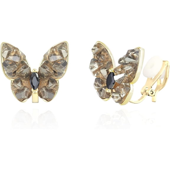 Butterfly Shape Shell Clip On Earrings Golden Non Pierced Stud For Women[Z1]