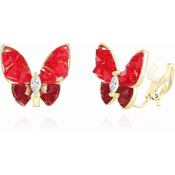 Butterfly Shape Shell Clip On Earrings Golden Non Pierced Stud For Women[Z1]