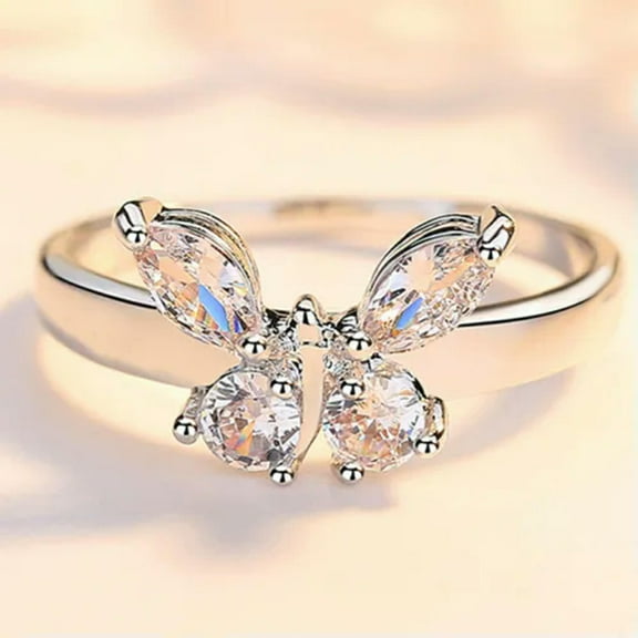 Butterfly Shape Women Jewelry 925 Silver Ring Cubic Zircon Jewelry Sz 6-10