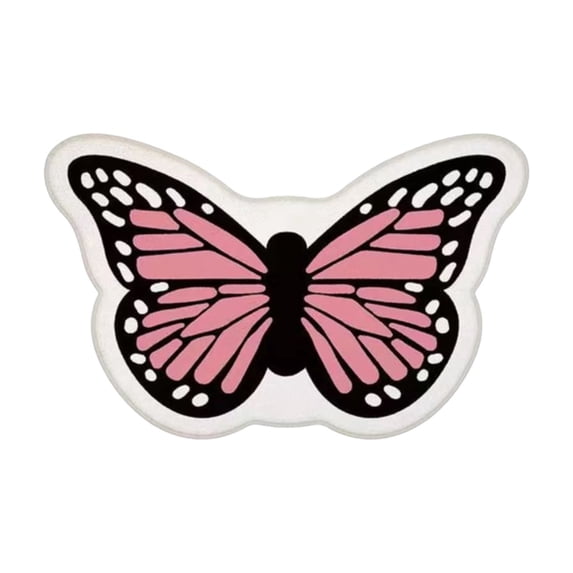 Butterfly Shaped Area Rug for Living Room, Bedroom, Bathroom, Entryway, Soft Low Profile Mat, More Hygienic, Easy to Clean, Anti-slip Heavy Rubber Mat, Home Decor, 40 x 27.5 inch(Pink)