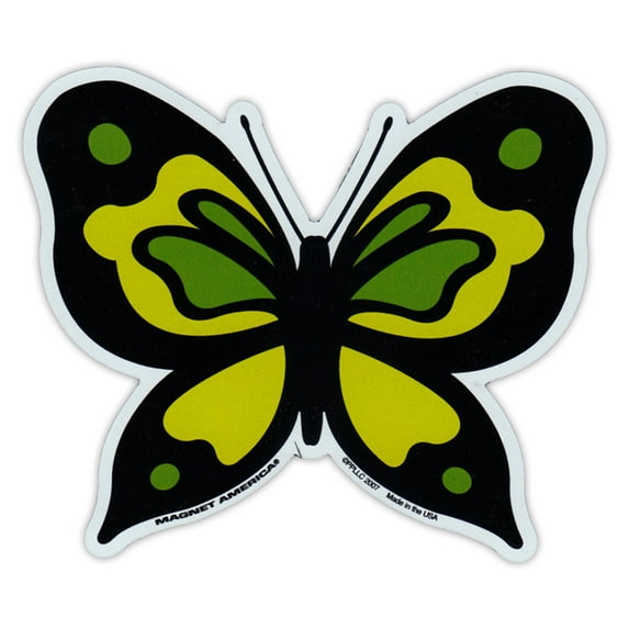 Butterfly Shaped Magnet - Yellow and Green Butterfly Design - Nature, Peace, Outdoors - 4.75" x 4"