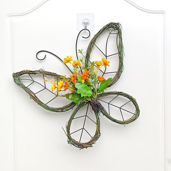 Butterfly Shaped Spring Artificial Wreath Realistic Floral Visual Easter Festive Style Multi Space Application Ornament for Home Door Wedding Banquet Holiday Celebration Prop Decor