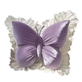 thumbnail image 1 of Butterfly Shaped Throw Pillow - Purple - 55x55cm Velvet Cushion with Lace Trim, Elegant Decorative Pillow for Sofa, Bed & Living Room (1pc), 1 of 4