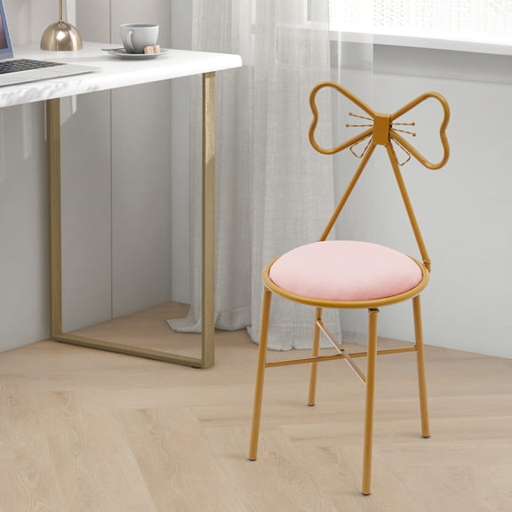 Butterfly-Shaped Vanity Chair with Back, Pink Butterfly Bow Tie Vanity Chair, Dining Chair, Makeup Chair, Butterfly Backrest Chair, Make-Up Stool Home Office