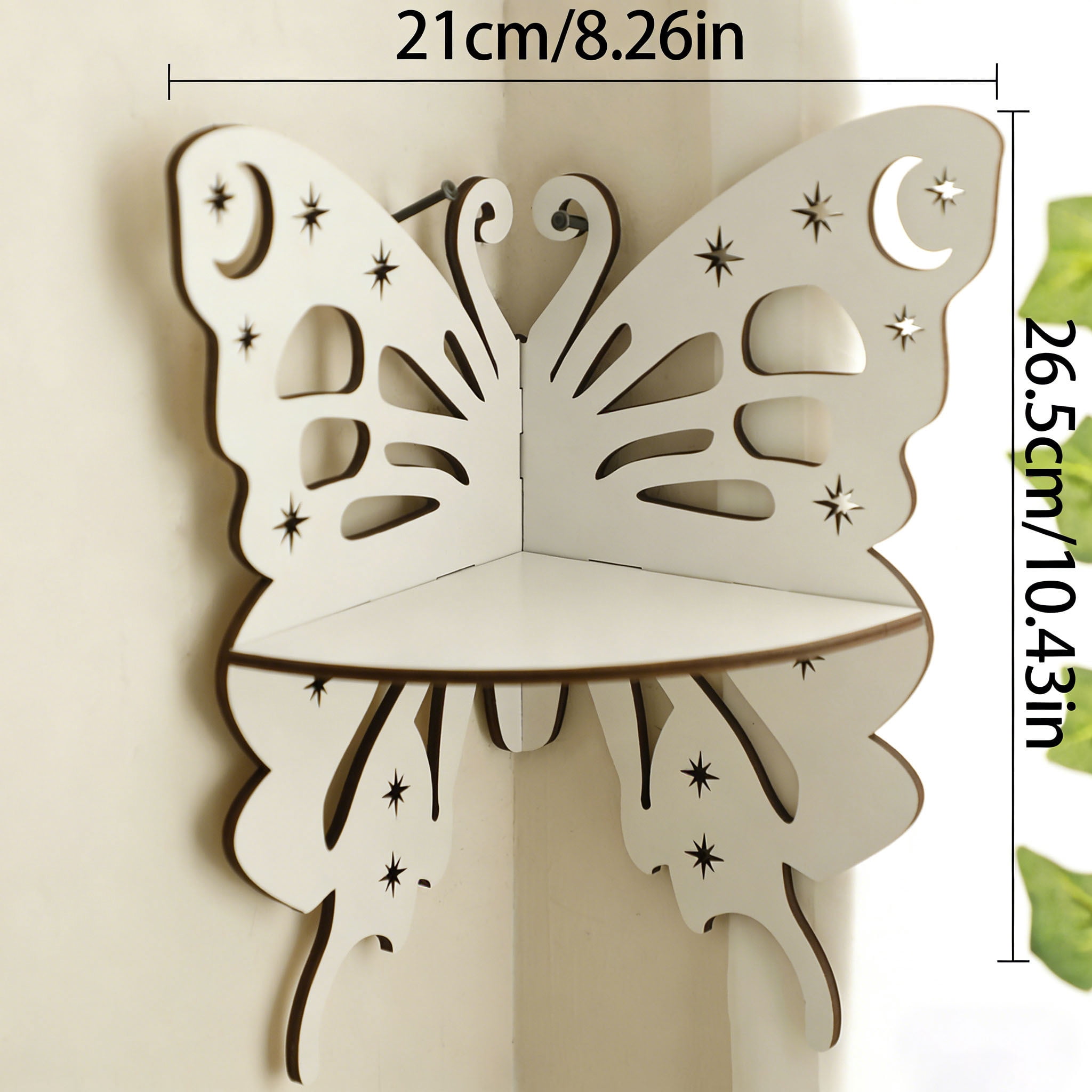 Butterfly Shaped Wall Deor Floating Shelf, Cute Wall Display Rack, Small Decorative Shelf Wall Mounted,Hanging Wall Shelf for Toys, Plants and Decorations Storage, White