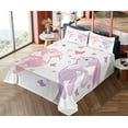 thumbnail image 1 of Ambesonne Love Fitted & Top Sheet Set with Shams, Bunnies Kissing in Air, Pink Purple, 1 of 5