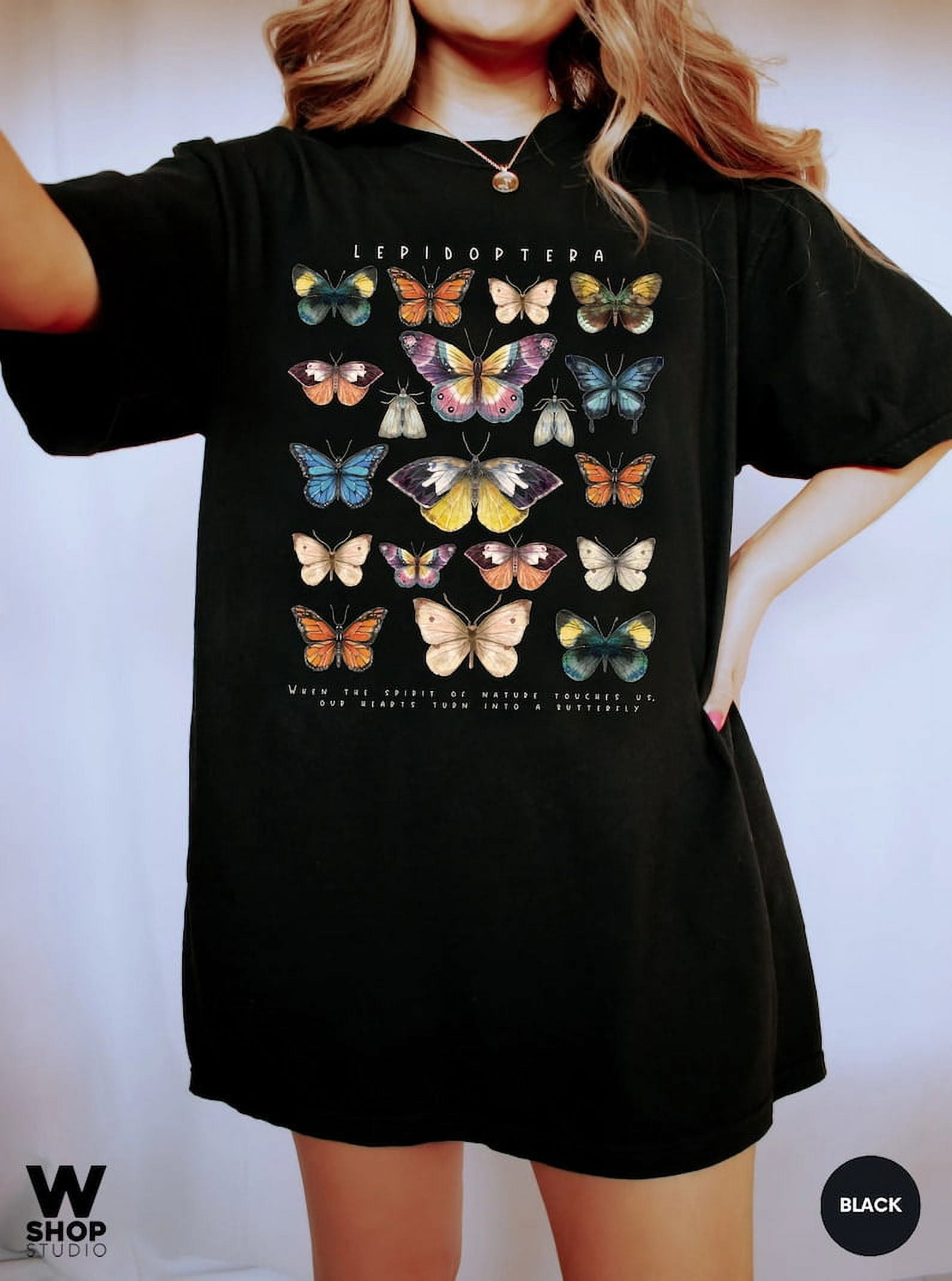 Butterfly Shirt, Black Colors Shirt, Fall Shirt, Floral shirt