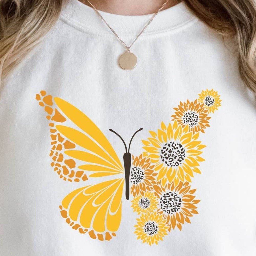 Sunflower With Bird And Butterfly Women's Golf Shirts