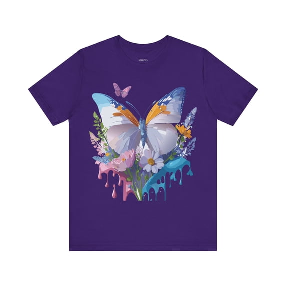 Butterfly Graphic Unisex 100 Cotton Lightweight Vintage Floral Design Jersey Tee 78