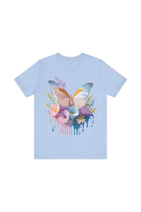 Butterfly Graphic Unisex 100 Cotton Lightweight Vintage Floral Design Jersey Tee 32
