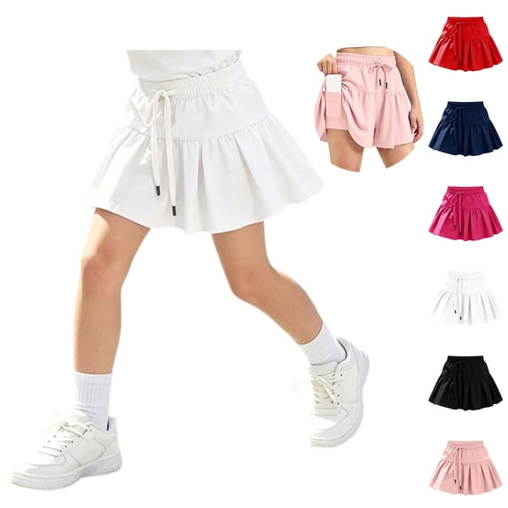 Butterfly Shorts Girls 2-in-1 Girls Flowy Athletic Shorts Tennis Skirts Girls White Butterfly Shorts Sport Shorts Girls 7-8 Years
