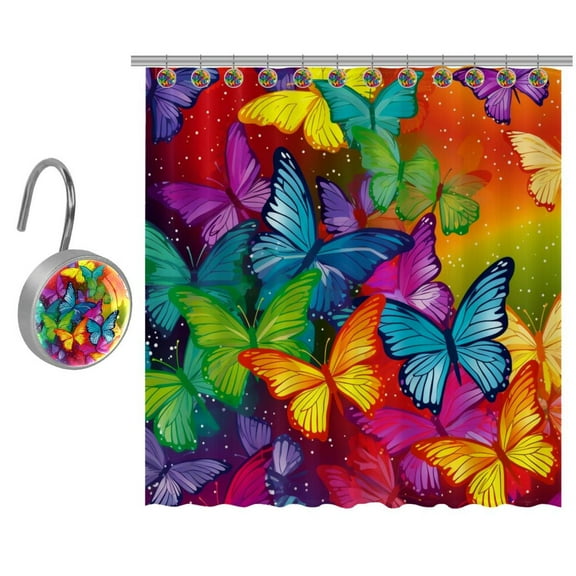 Butterfly Shower Curtain, Bathroom Beach Decorations