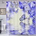 thumbnail image 1 of Butterfly Shower Curtain Blue Butterfly Water Reflection Bathroom Printing Shower Curtain,Machine Washable Fabric Home Bathroom Privacy Decor Set with Hooks,72x72inch, 1 of 5