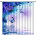 thumbnail image 1 of Butterfly Shower Curtain Fantasy Purple and Blue Flower Butterflies Wings Dream Water Ripple Floral Animal Lake Spa Spring Scenery Fabric Bathroom Decor Set with Hooks,Purple Blue(84"Wx70"H), 1 of 3