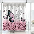 thumbnail image 1 of Butterfly Shower Curtain Pink Watercolour ButterfliesChristian Scripture Shower Curtain Religious God Jesus Lord Praye Shower Curtain Decor Set with 12 Hooks 72x72 inches, 1 of 6