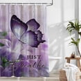 thumbnail image 1 of Butterfly Shower Curtain Purple Just Breathe Butterfly Bathroom Decor Shower Curtain Fabric Polyester Waterproof with Plastic Hooks 72" X 72", 1 of 6
