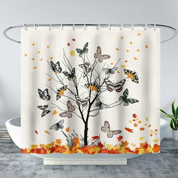 Butterfly Shower Curtain,Vintage Colorful Butterflies Art Bath Curtain Minimalist Bathroom Curtain 72" W*72" H Polyester Waterproof Bathroom Curtain with 12 Hooks
