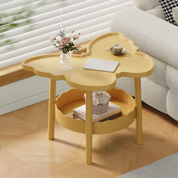 Butterfly Side Table 2 Tier End Table with Storage, Unique Butterfly Shaped Small Table for Living Room Bedroom, Lightweight Plastic Bedside Table Nightstand 17x13x19 Inch