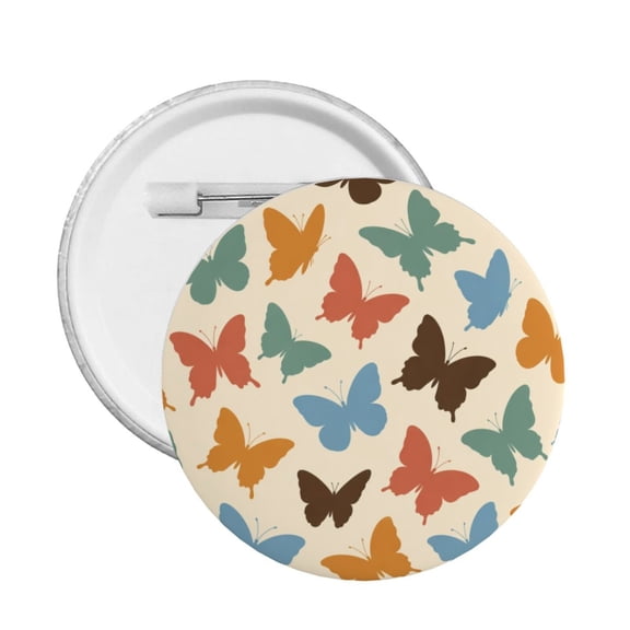 Butterfly Silhouette Pattern Round Button Pin Badge 5PCS Pinback Buttons Lapel Pin for Jacket, Backpack, Hat, Party Favor, Gift