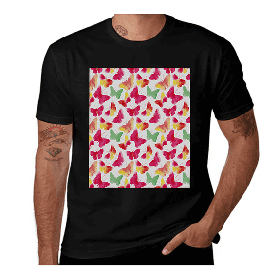 Butterfly Silhouette-Watercolor-Sea Green-Magenta Casual Streetwea Everyday Tshirt Comfortable Wear tee shirt