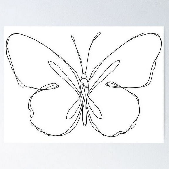 Butterfly Single Line Art Poster Wall Art, Modern Wall Decor For Living Room Bedroom, 8x12 UNFRAMED