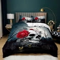 thumbnail image 1 of Butterfly Skull Duvet Cover Set Size Gothic Bedding Set Mystical Moth Duvet Cover Set 3Pcs Boys Girls Fantasy Floral & Stars Purple Comforter Cover Set 1 Quilt Cover and 2 Pillowcases, 1 of 6
