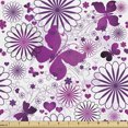 thumbnail image 1 of Ambesonne Butterfly Fabric by the Yard Upholstery, Purple Color Fauna, 1 Yard, Purple White, 1 of 5