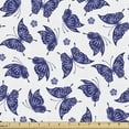 thumbnail image 1 of Ambesonne Butterfly Fabric by the Yard Upholstery, Design of Mariposa Floral, 1 Yard, Indigo Ceil Blue, 1 of 5