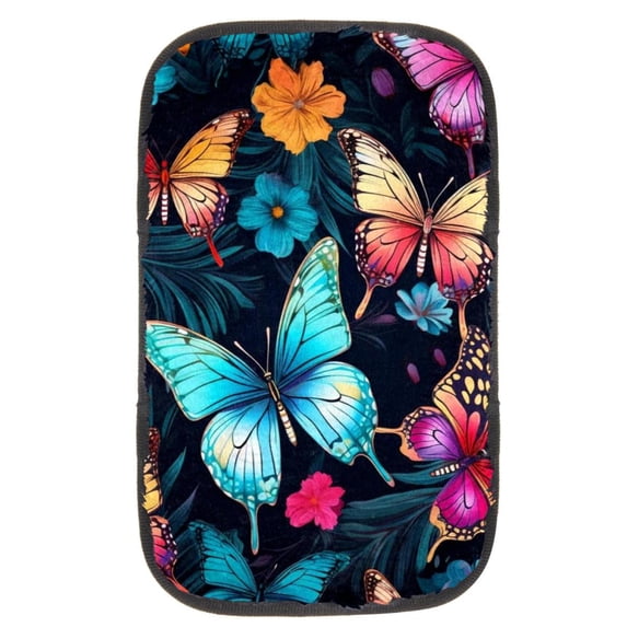 Butterfly Soft Comfortable Furry Printed Car Armrest Cover Armrest Accessories Car Armrest Mat 12.5x8.2 Inch