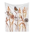 thumbnail image 1 of Butterfly Soft Flannel Fleece Blanket, Composition with Leaves and Winged Animal Spring Season Plant Blossom, Cozy Plush for Indoor and Outdoor Use, 70" x 90", Orange Burgundy White, by Ambesonne, 1 of 6